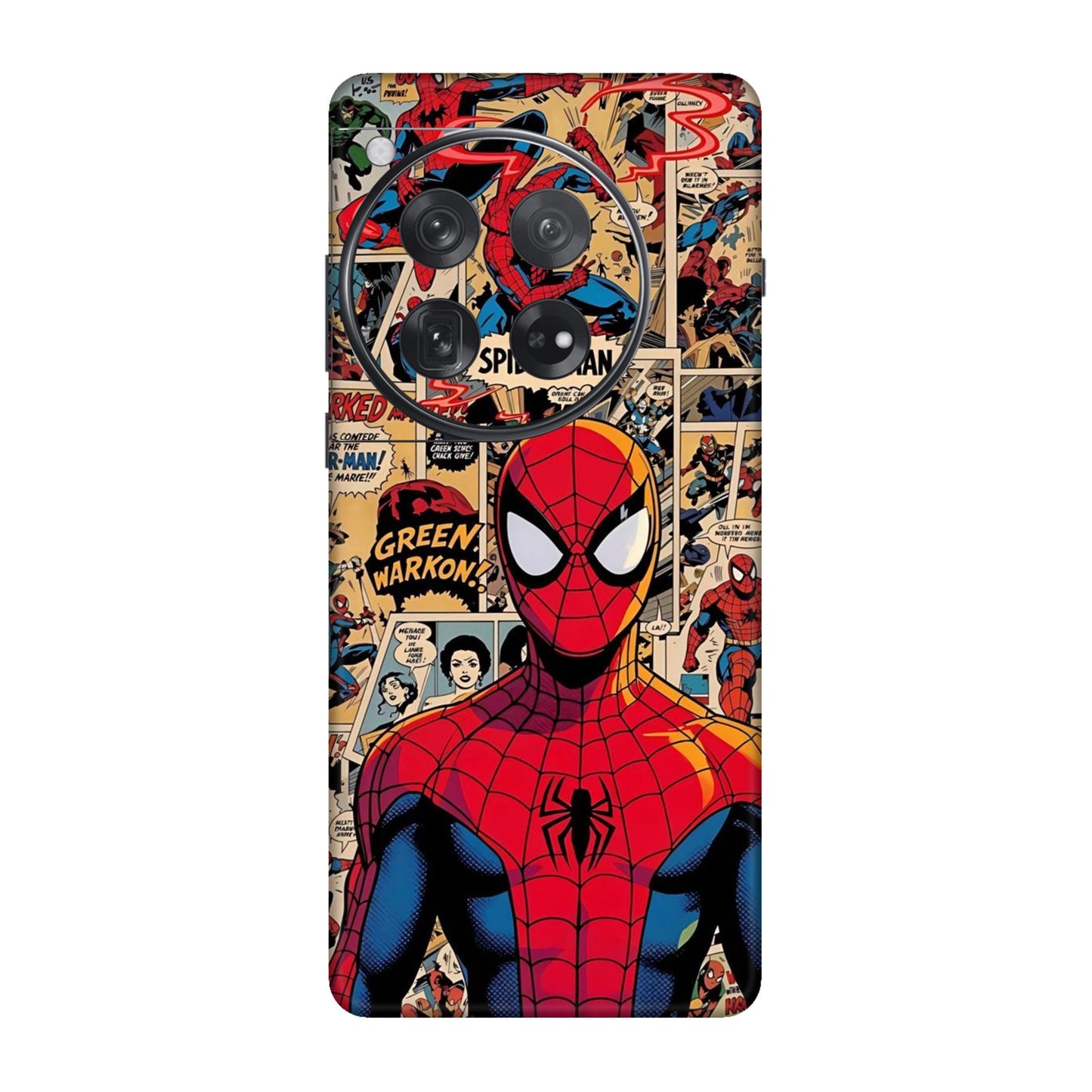 Vintage Comic Panel Spider Man Mobile Skin For OnePlus 12