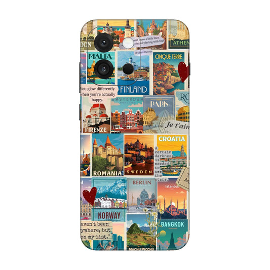 Vintage Travel Sticker Bomb Mobile Skin For OnePlus 13S