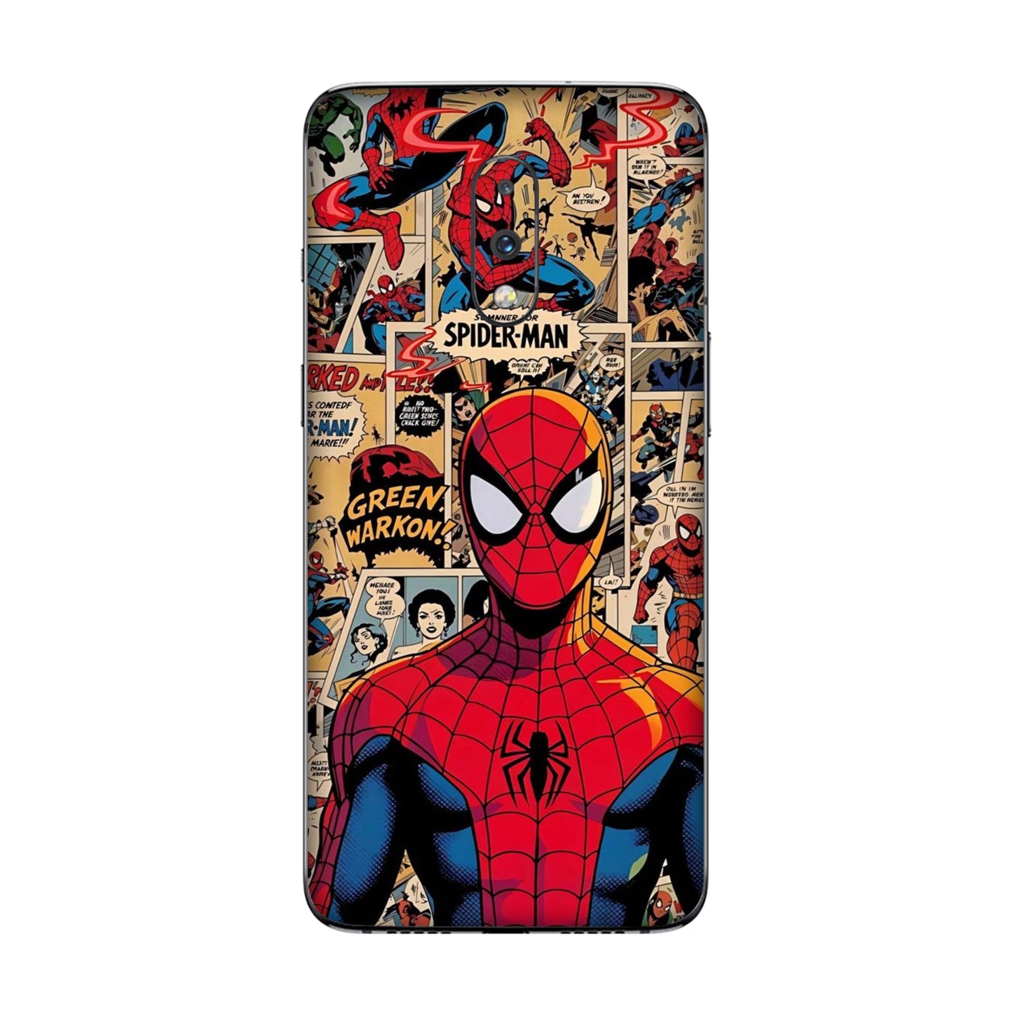 Vintage Comic Panel Spider Man Mobile Skin For OnePlus 7