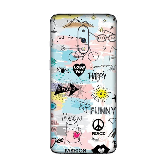 Cat Doodles Pastel Mobile Skin For OnePlus 7