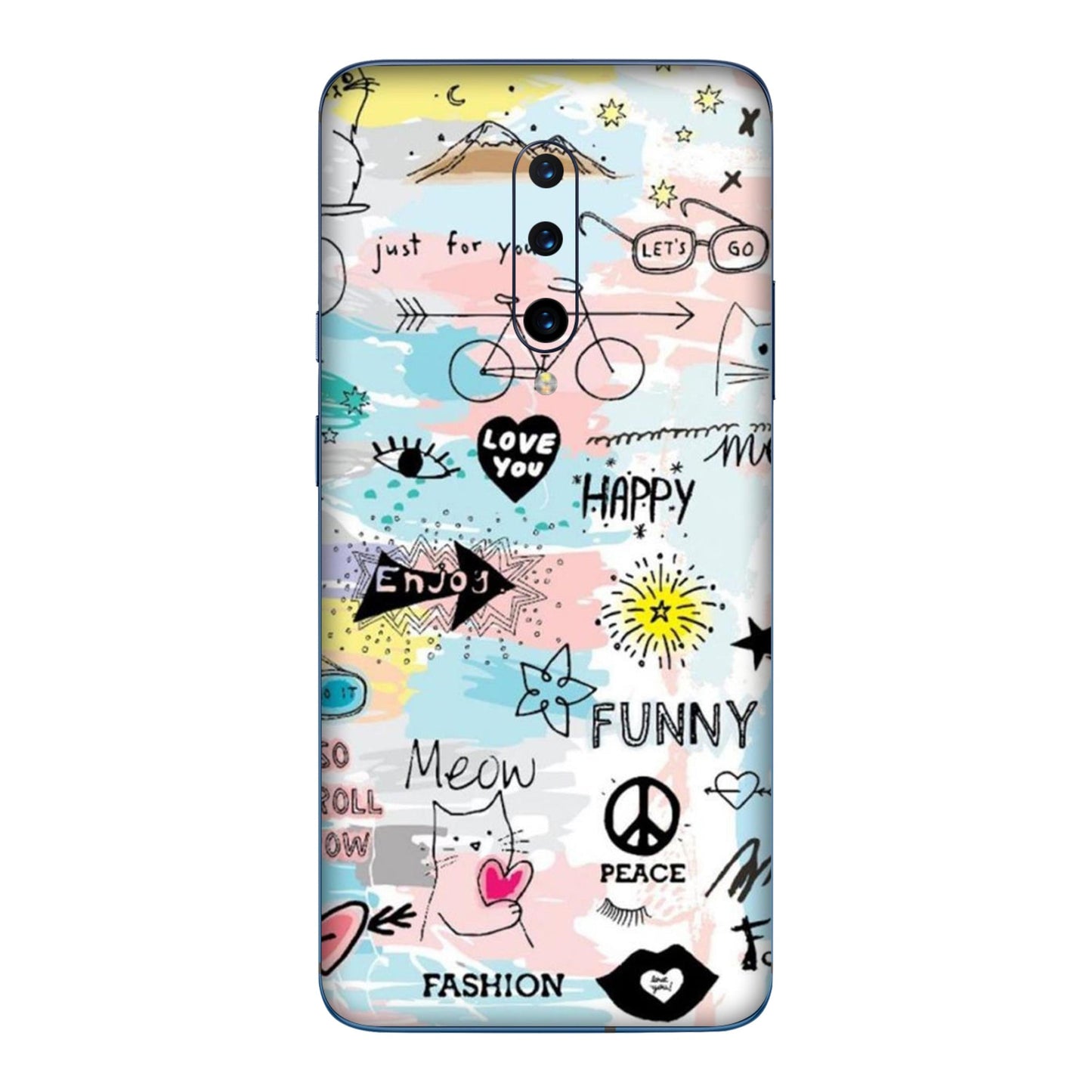 Cat Doodles Pastel Mobile Skin For OnePlus 7 Pro