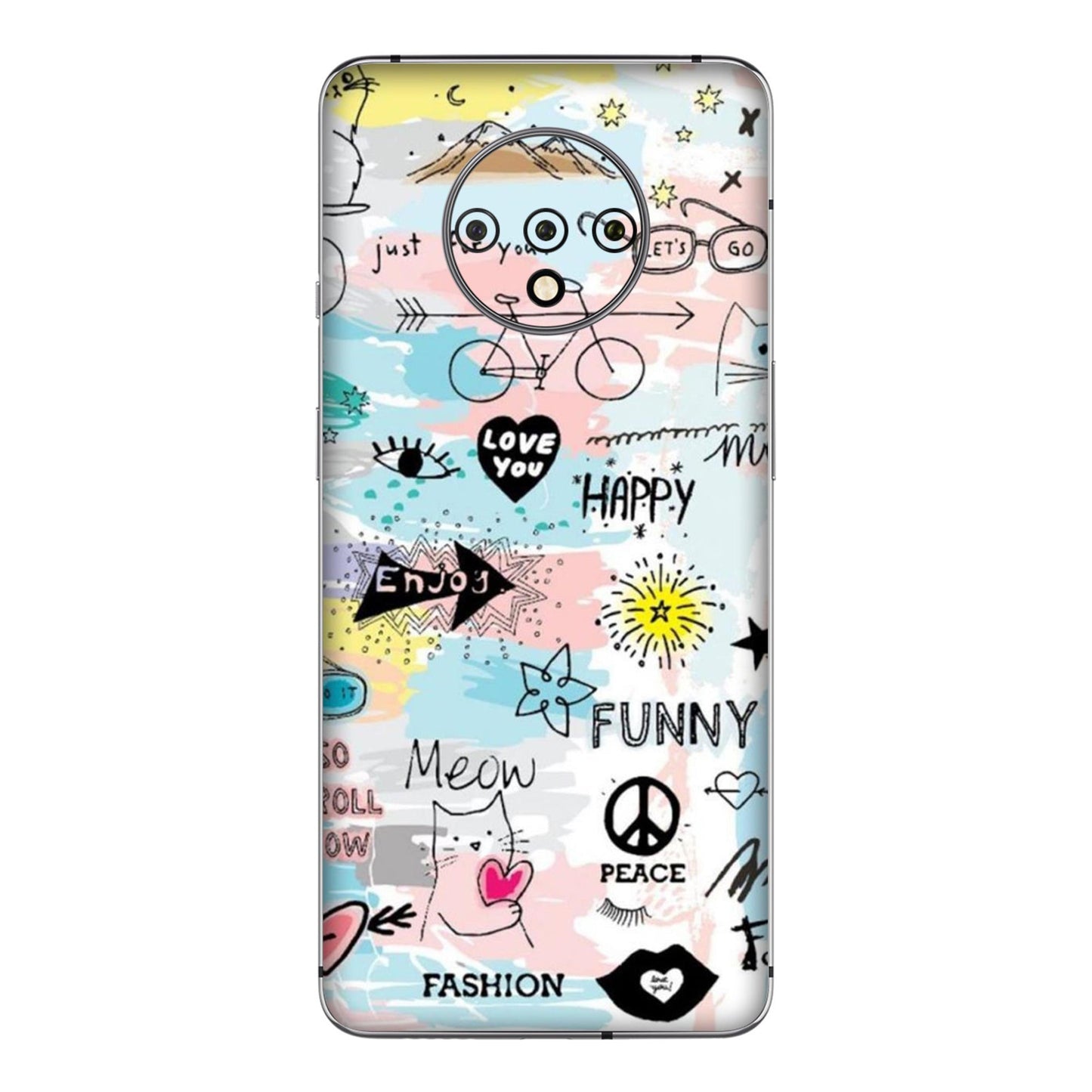 Cat Doodles Pastel Mobile Skin For OnePlus 7t