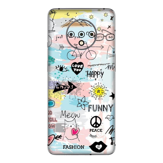 Cat Doodles Pastel Mobile Skin For OnePlus 7t