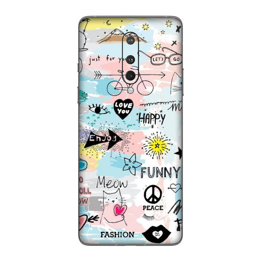 Cat Doodles Pastel Mobile Skin For OnePlus 8