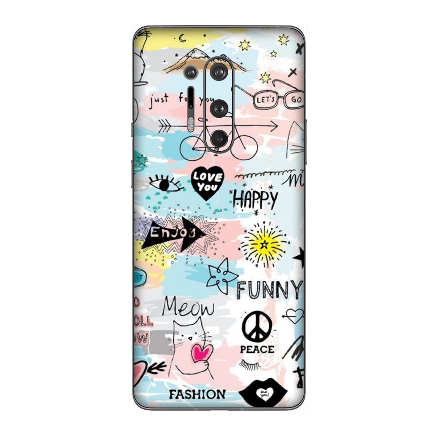 Cat Doodles Pastel Mobile Skin For OnePlus 8 Pro