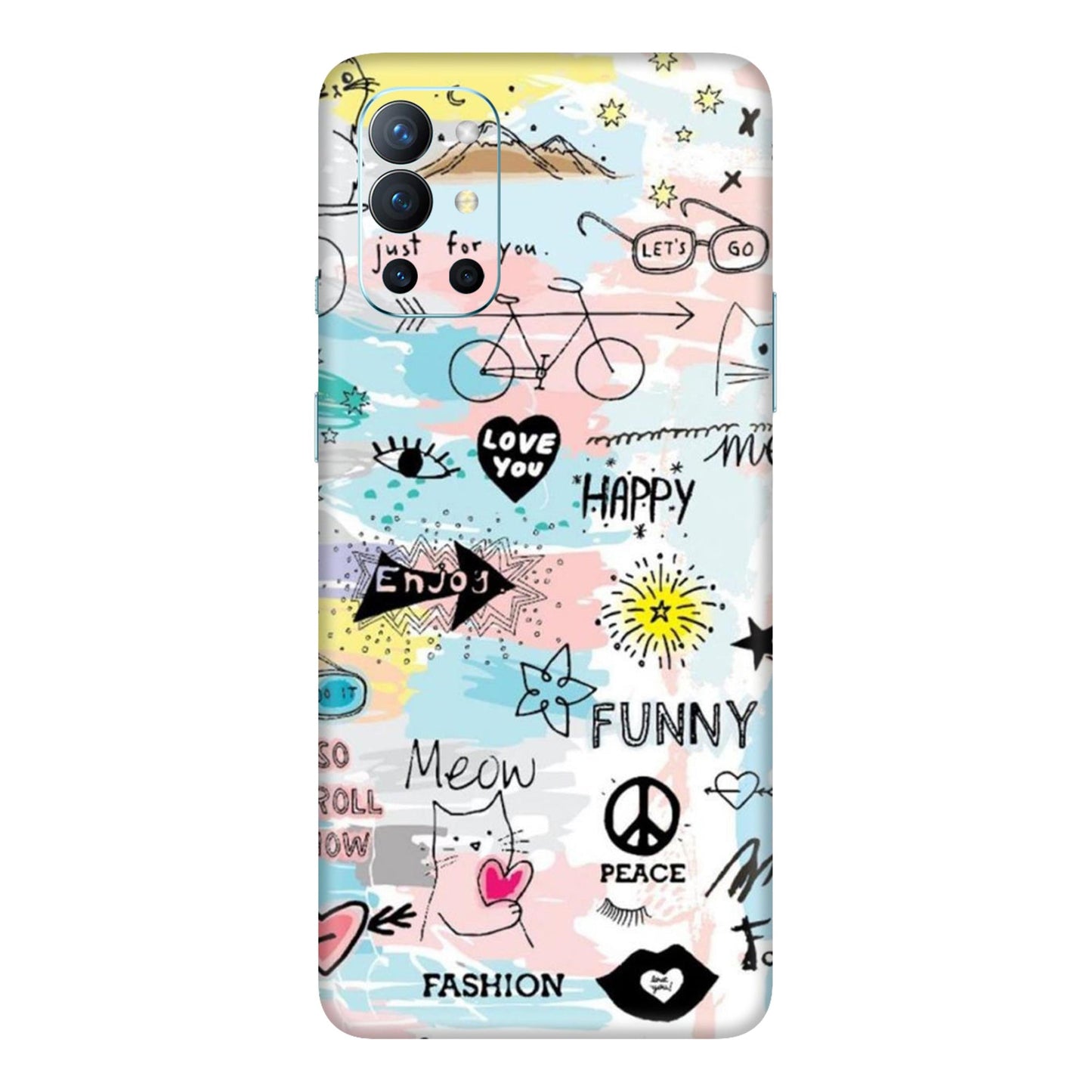 Cat Doodles Pastel Mobile Skin For OnePlus 9r