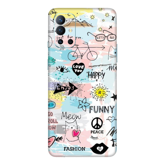 Cat Doodles Pastel Mobile Skin For OnePlus 9r