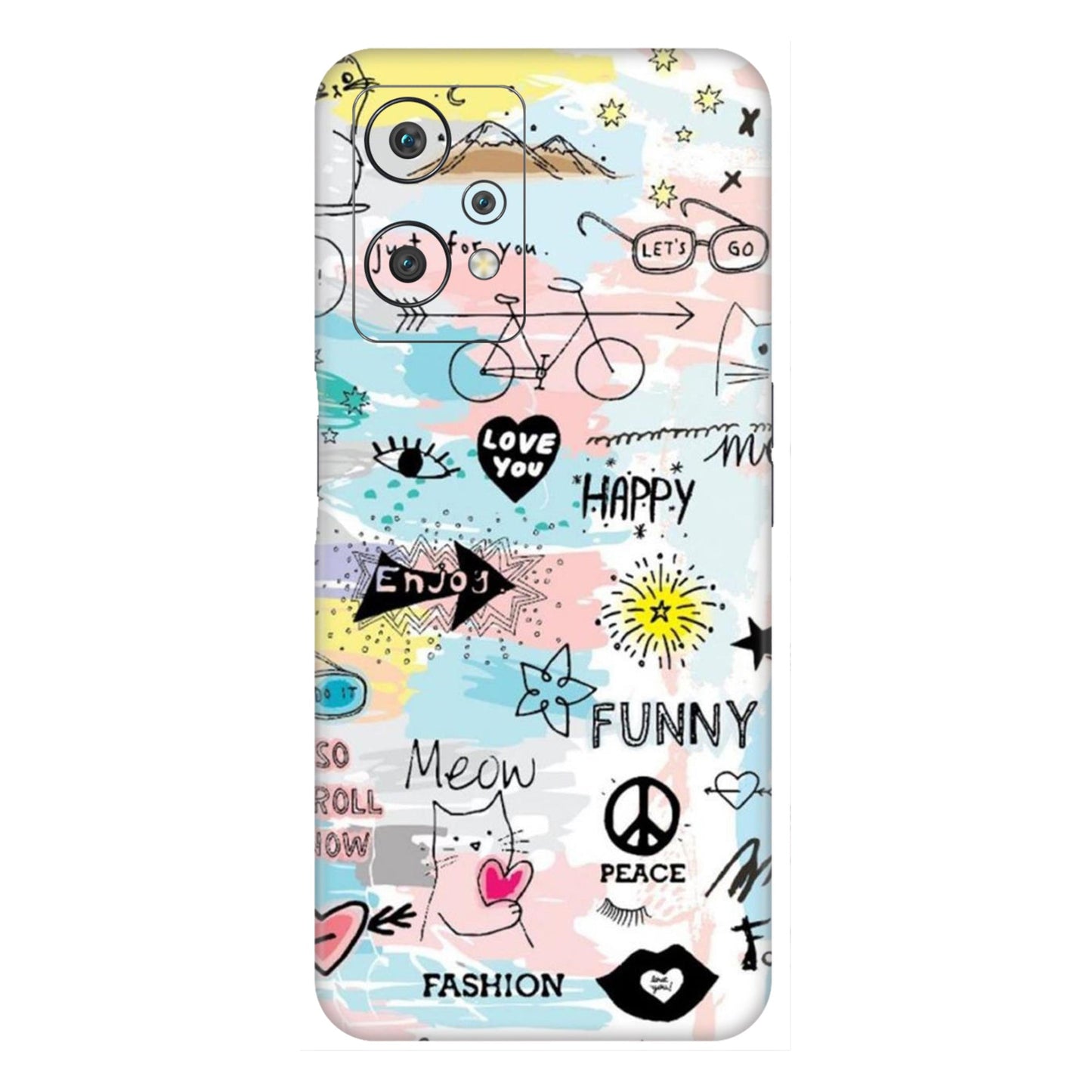 Cat Doodles Pastel Mobile Skin For OnePlus Nord Ce 2 Lite