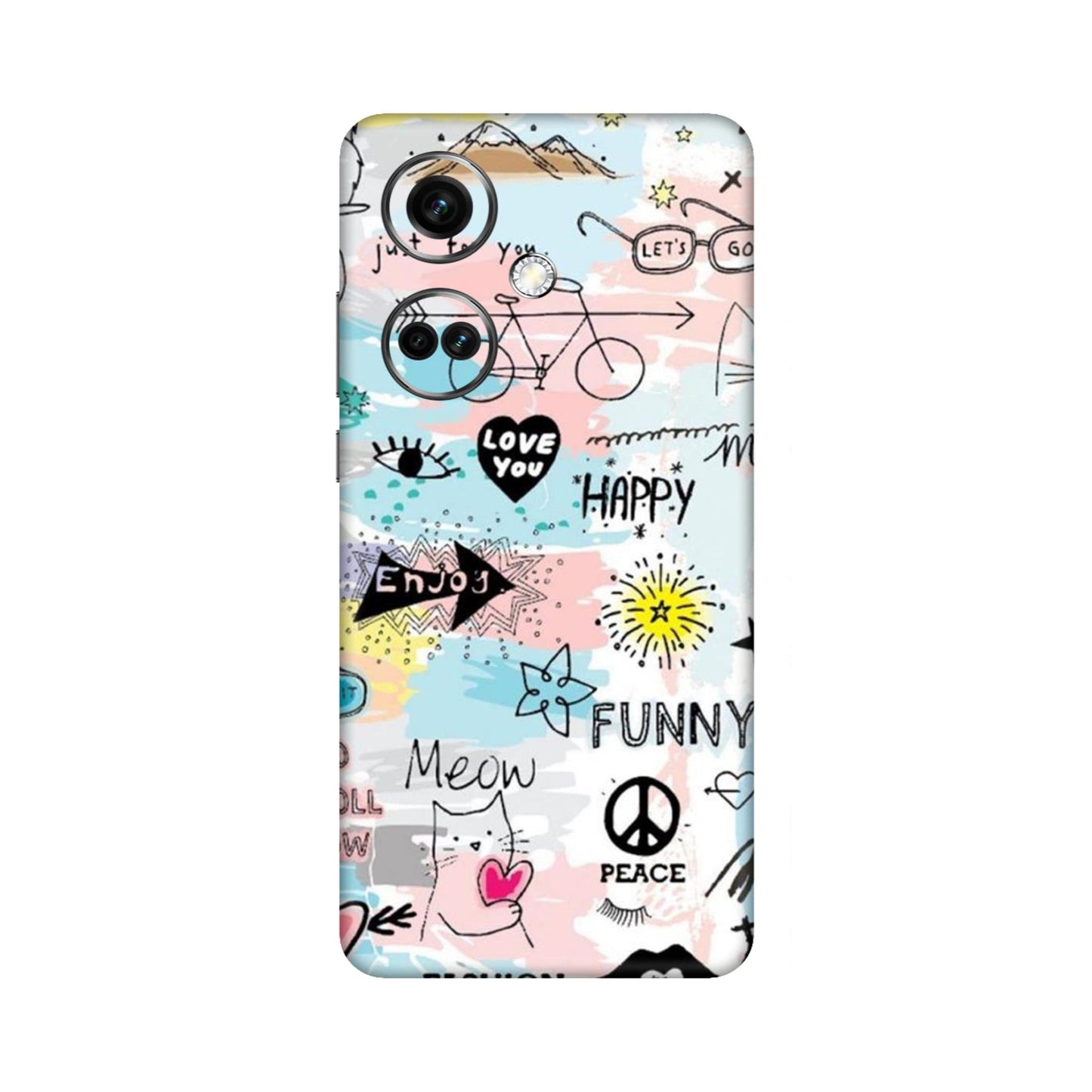 Cat Doodles Pastel Mobile Skin For OnePlus Nord Ce 3