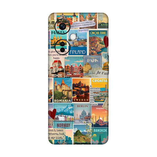 Vintage Travel Sticker Bomb Mobile Skin For OnePlus Nord Ce 3 Lite