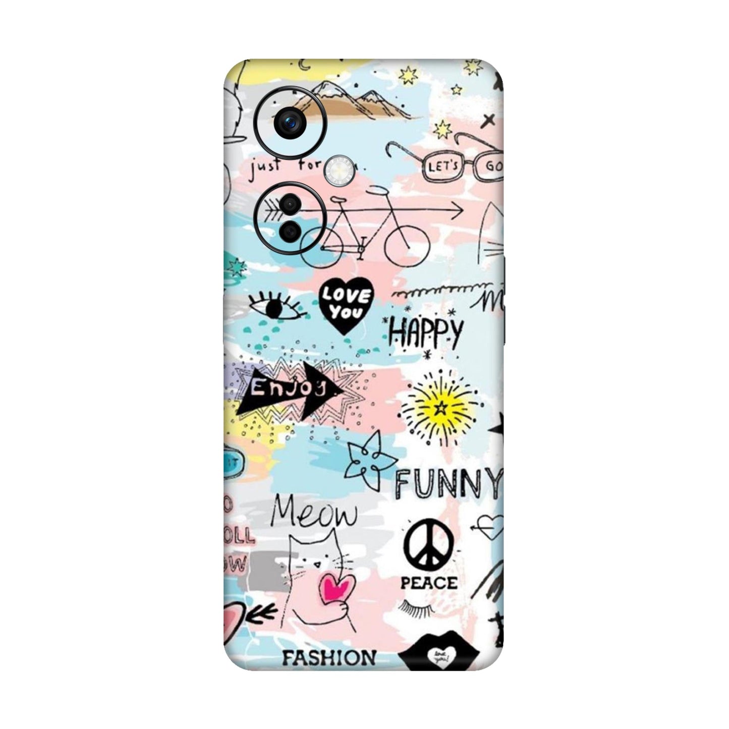 Cat Doodles Pastel Mobile Skin For OnePlus Nord Ce 3 Lite