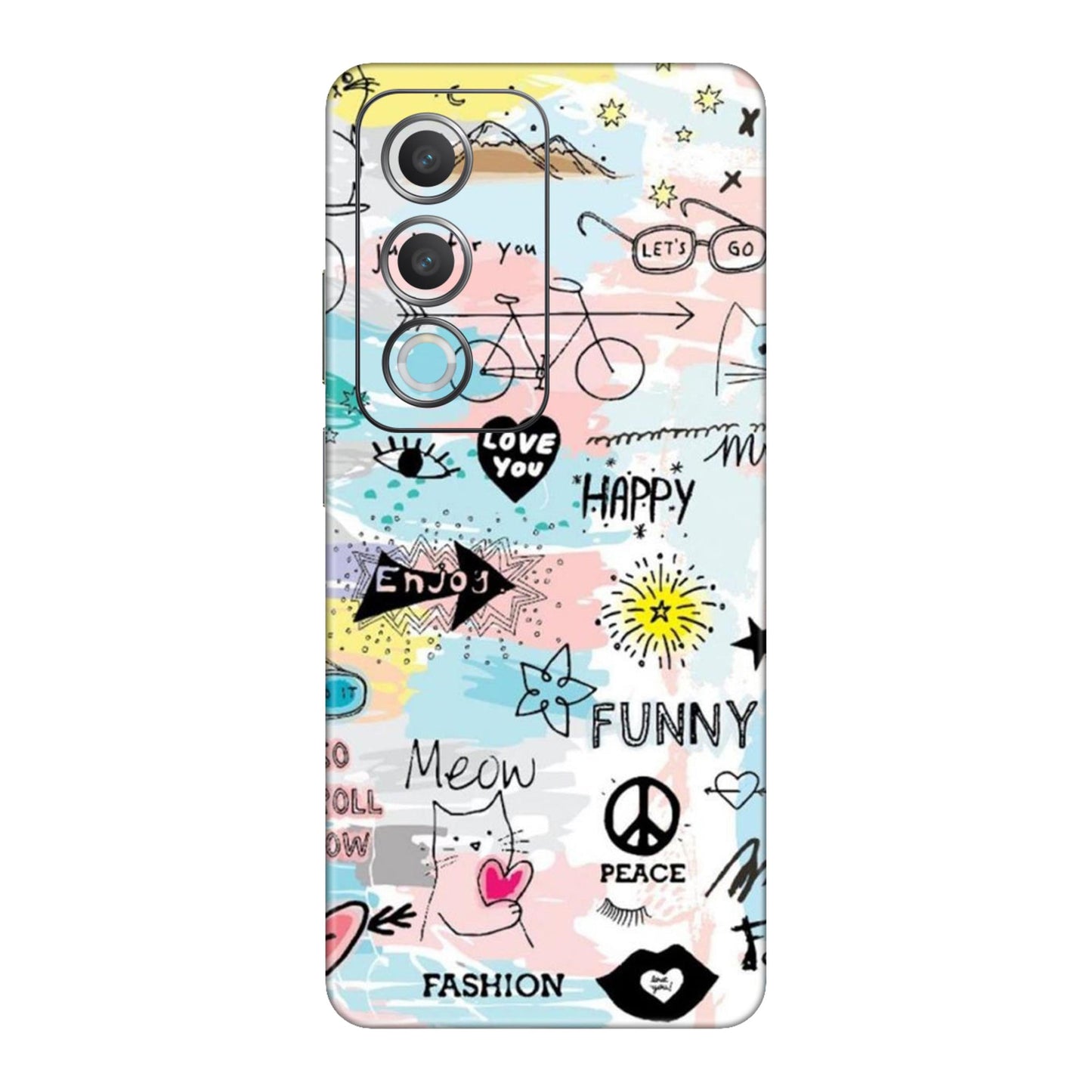 Cat Doodles Pastel Mobile Skin For Oppo A3 Pro 5G