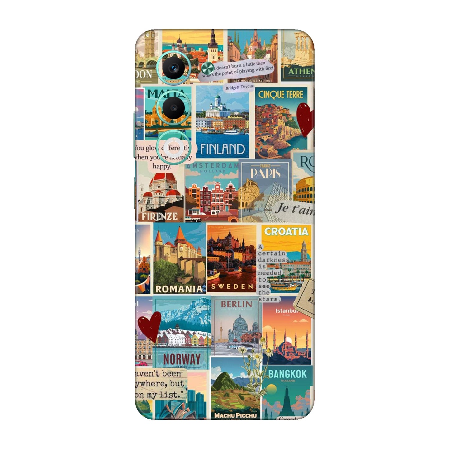 Vintage Travel Sticker Bomb Mobile Skin For Oppo A5 5G