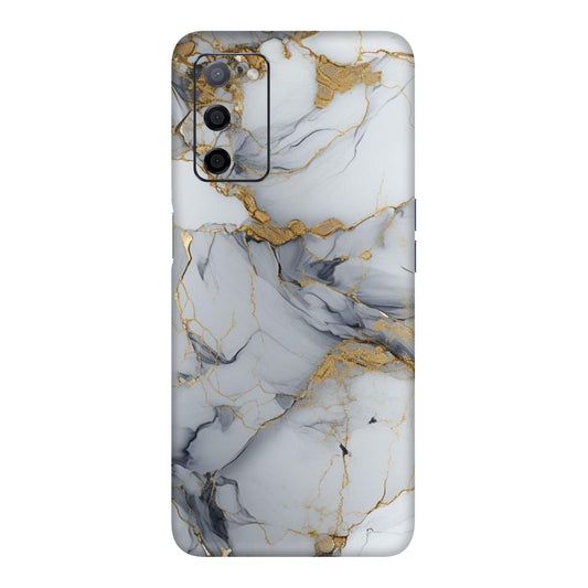 White Gold Luxury Marble Mobile Skin For Oppo A53s 5G