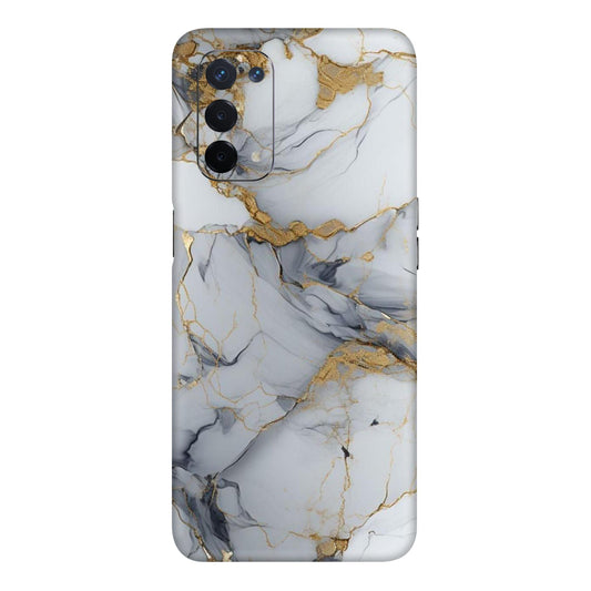 White Gold Luxury Marble Mobile Skin For Oppo A54 5G