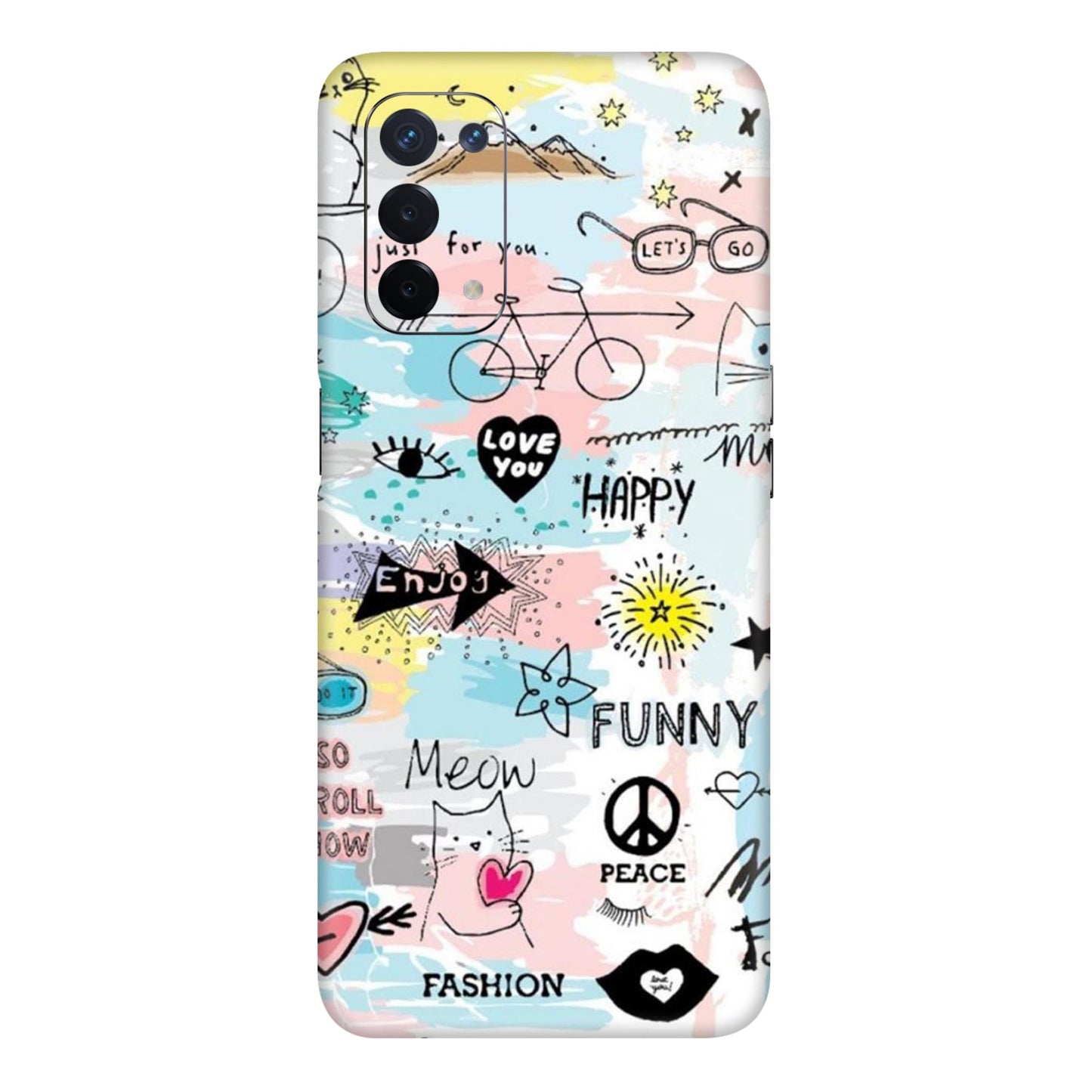 Cat Doodles Pastel Mobile Skin For Oppo A54 5G