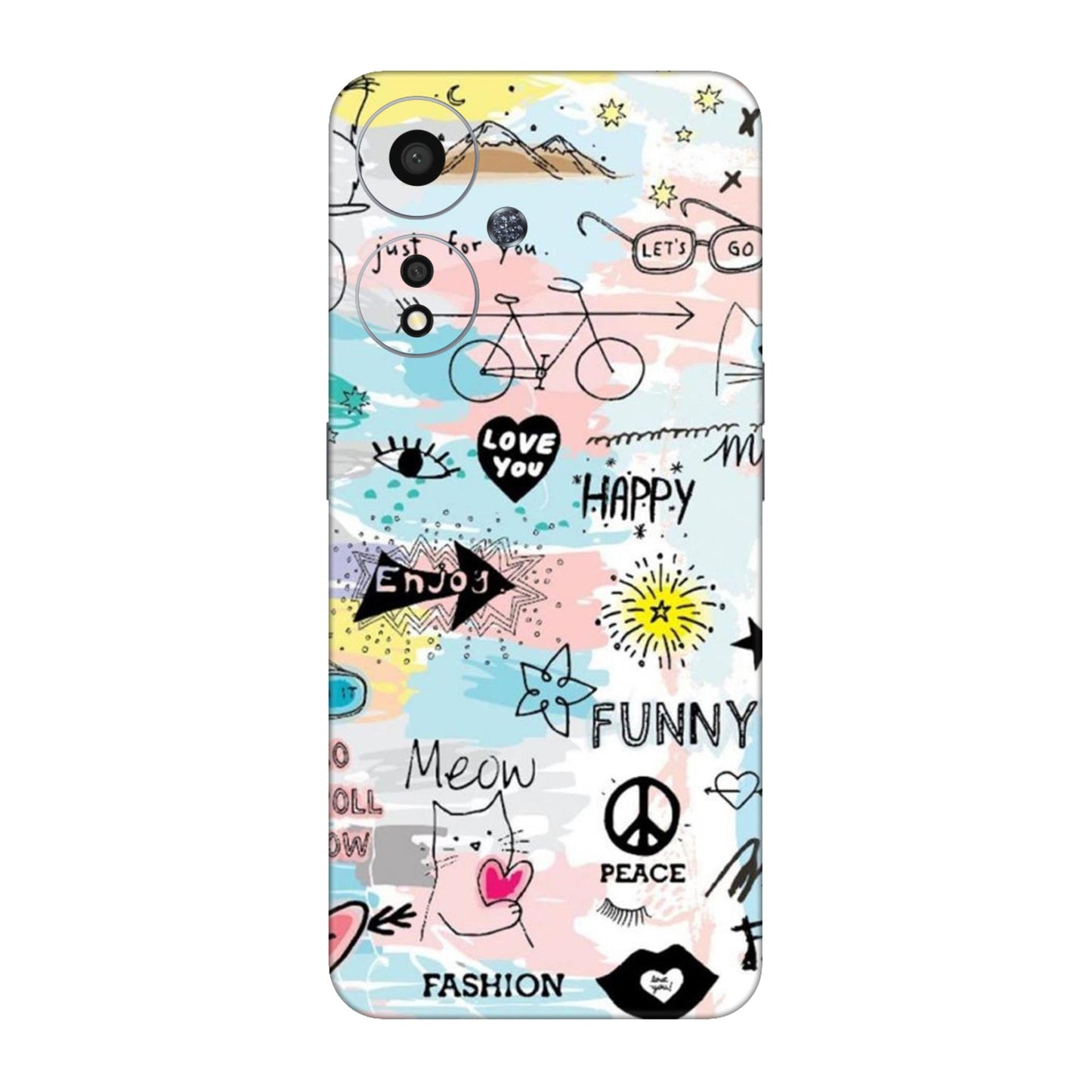 Cat Doodles Pastel Mobile Skin For Oppo A59 5G