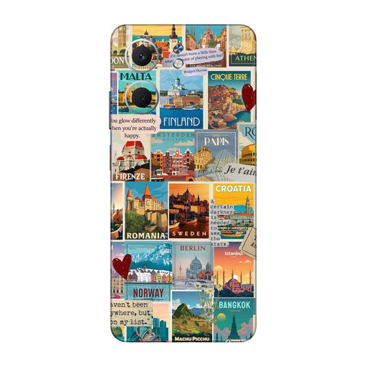 Vintage Travel Sticker Bomb Mobile Skin For Oppo A5x 5G