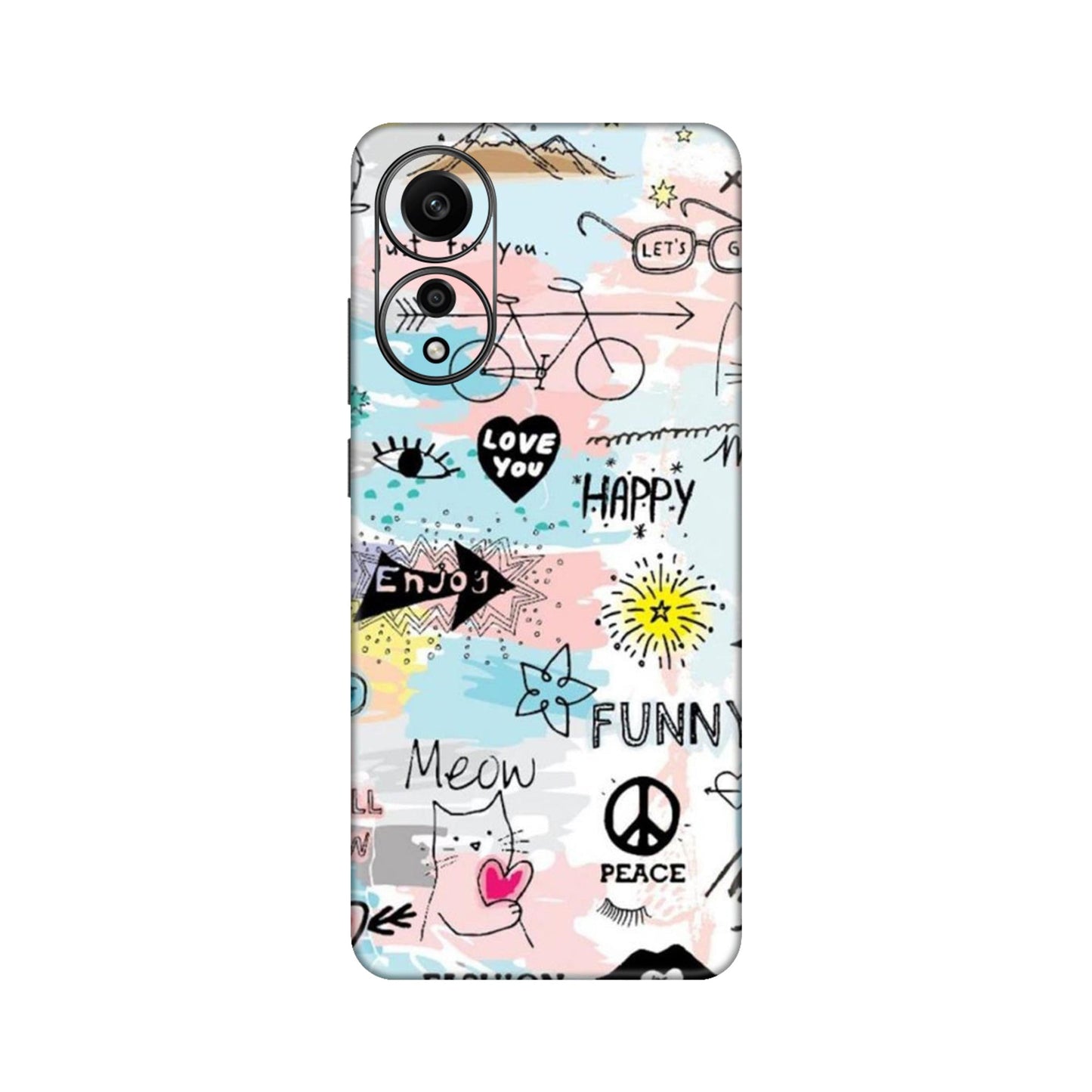 Cat Doodles Pastel Mobile Skin For Oppo A78 4G
