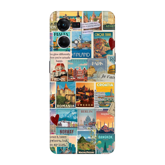 Vintage Travel Sticker Bomb Mobile Skin For Oppo F21s Pro