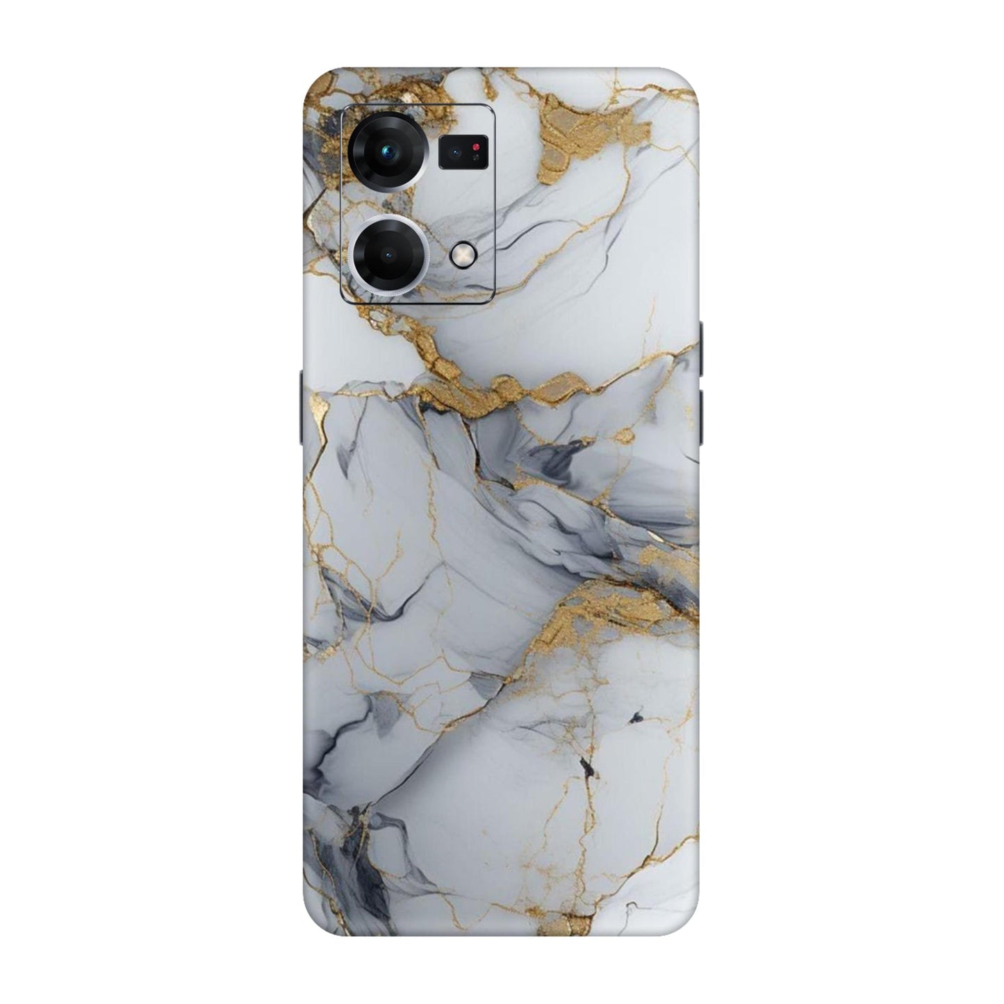 White Gold Luxury Marble Mobile Skin For Oppo F21s Pro