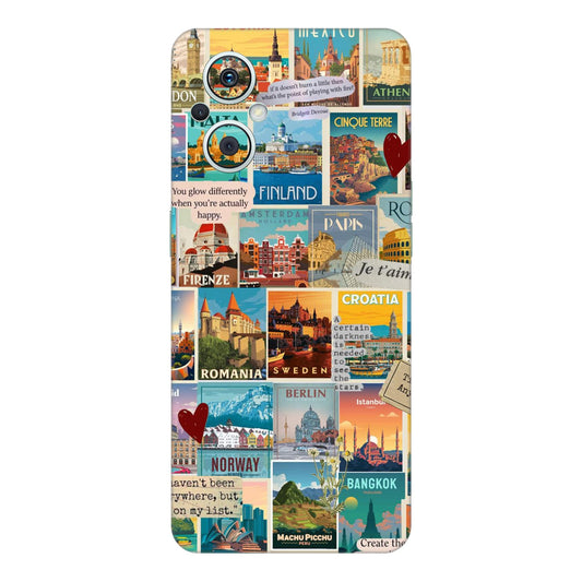 Vintage Travel Sticker Bomb Mobile Skin For Oppo F21s Pro 5G