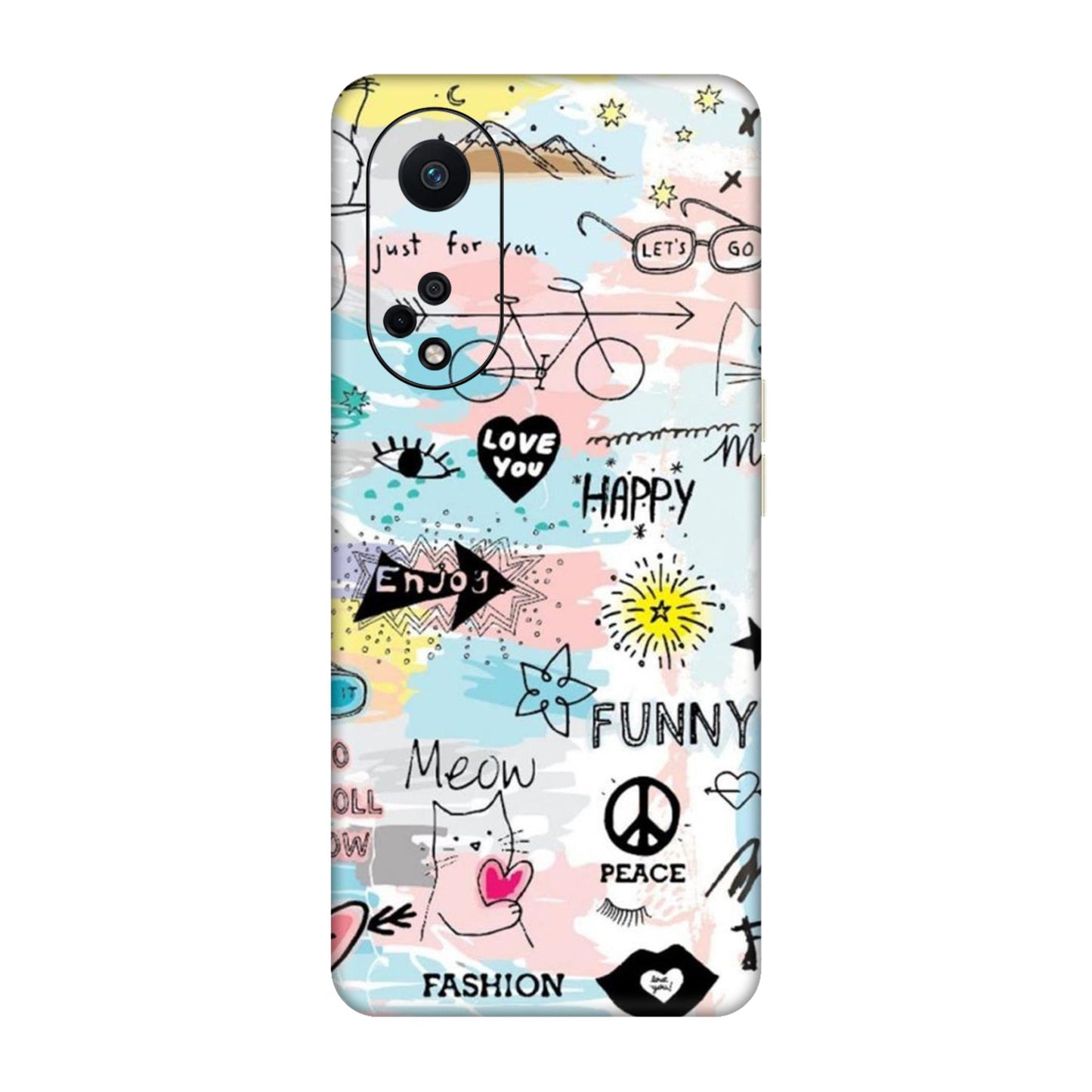 Cat Doodles Pastel Mobile Skin For Oppo F23 5G