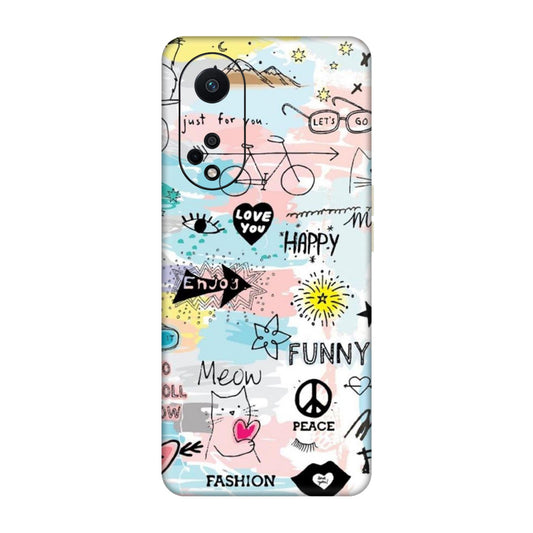 Cat Doodles Pastel Mobile Skin For Oppo F23 5G