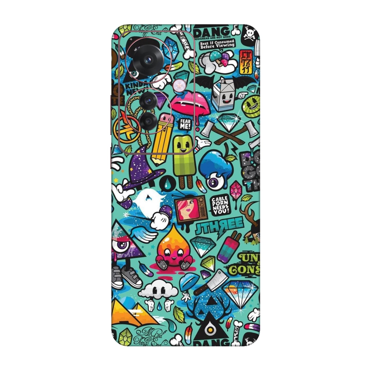 Graffiti Chaos Sticker Bomb Mobile Skin For Oppo F25 Pro 5G