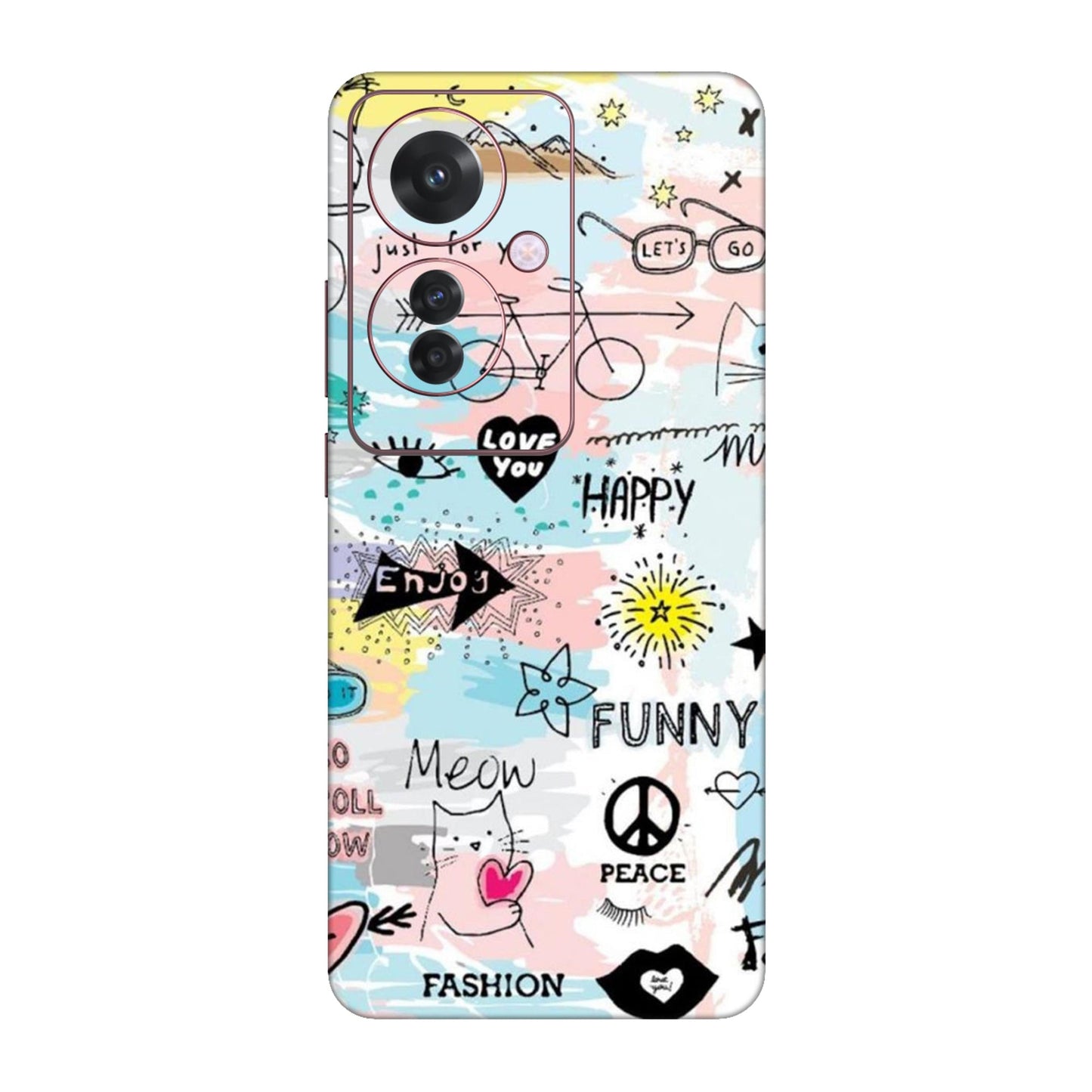 Cat Doodles Pastel Mobile Skin For Oppo F25 Pro 5G