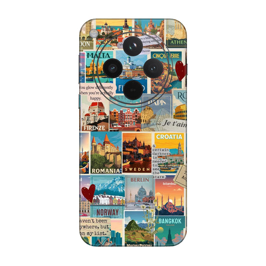 Vintage Travel Sticker Bomb Mobile Skin For Oppo Find X8 5G